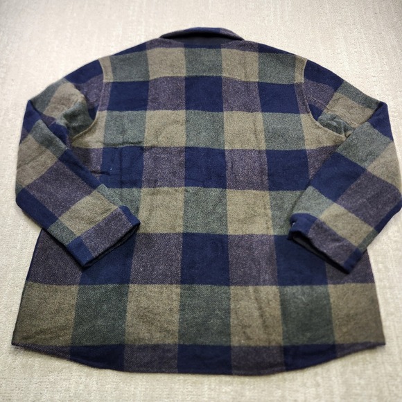 Vince Shirt Jacket Men XL Splittable Heavy Wool Blend Shacket Plaid Button Up - Picture 10 of 10